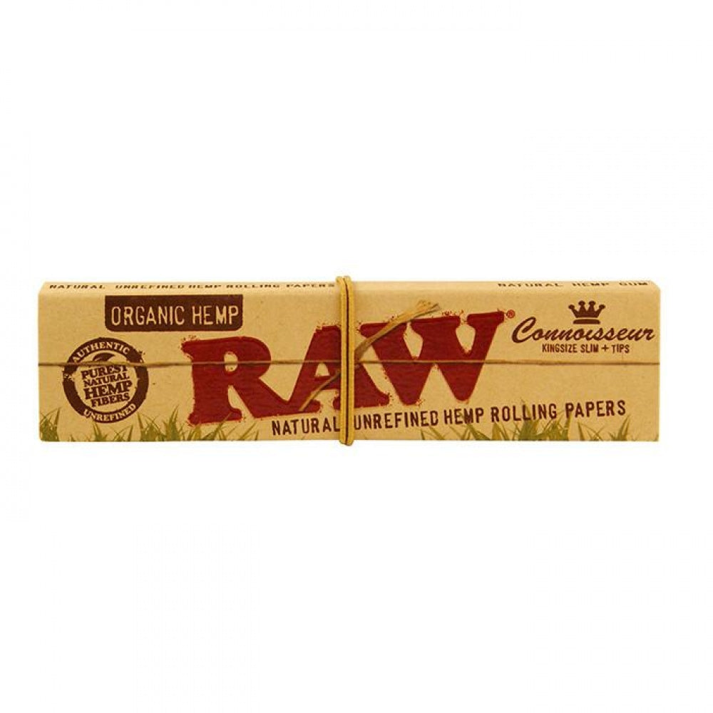 RAW Organic Hemp Rolling Papers Connoisseur King Size Slim + Filter Tips