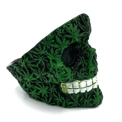 Resin Green Weed Skull Ashtray - Bong Empire