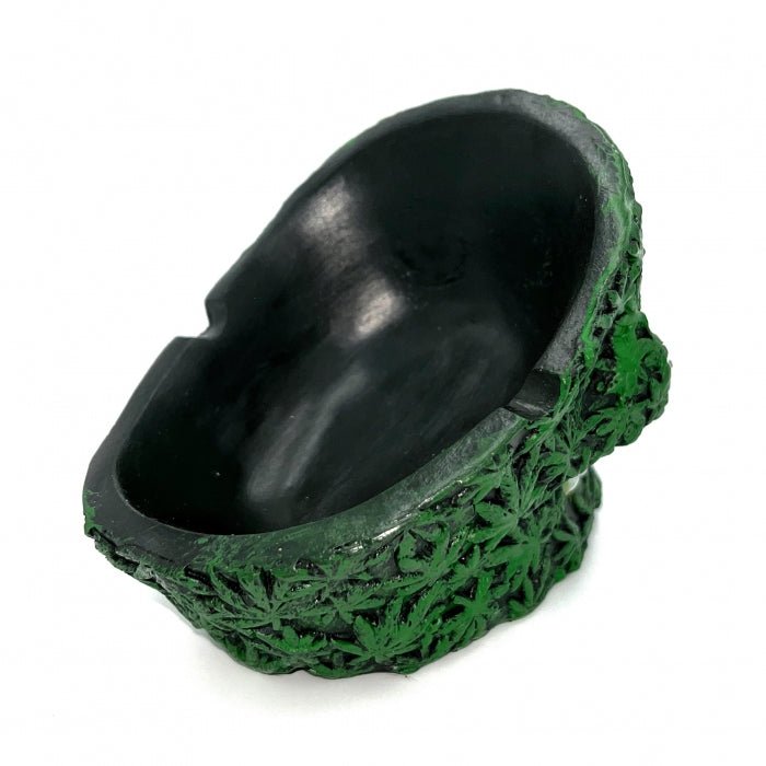 Resin Green Weed Skull Ashtray - Bong Empire