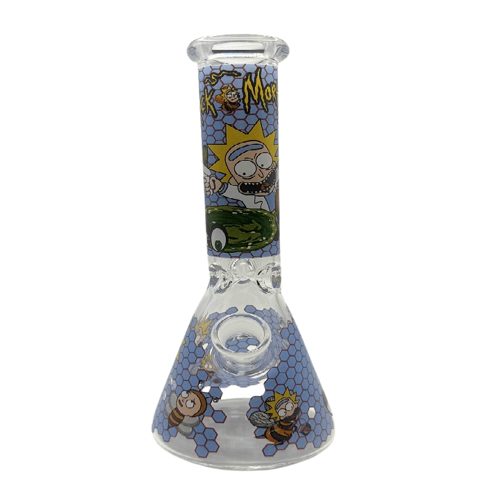 Rick And Morty Blue Honeycomb Beaker Glass Bong 25cm - Bong Empire