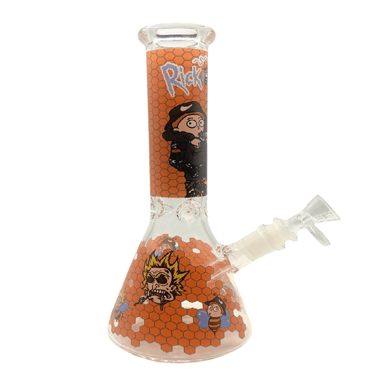 Rick And Morty Orange Honeycomb Beaker Glass Bong 25cm - Bong Empire