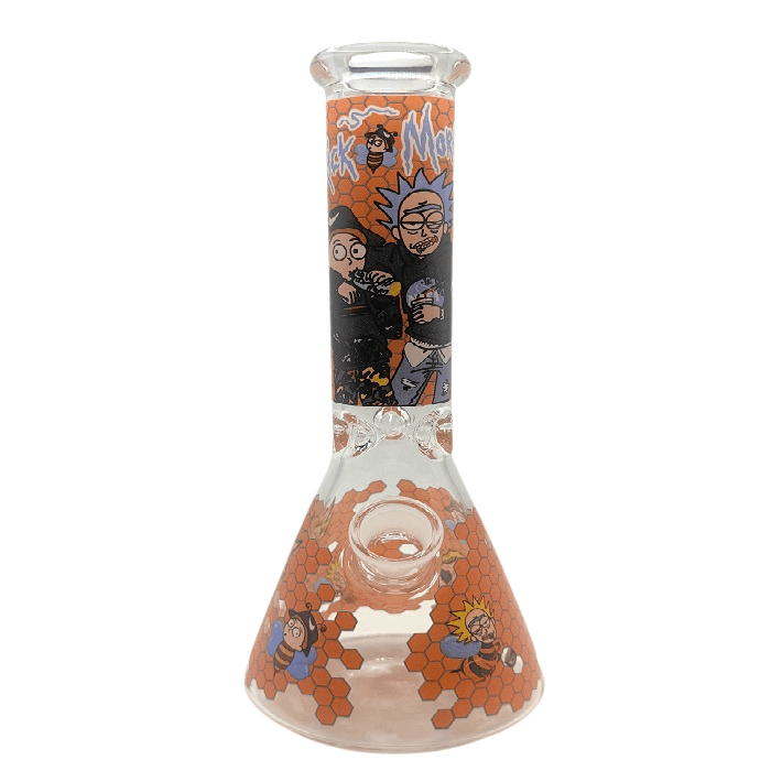 Rick And Morty Orange Honeycomb Beaker Glass Bong 25cm - Bong Empire