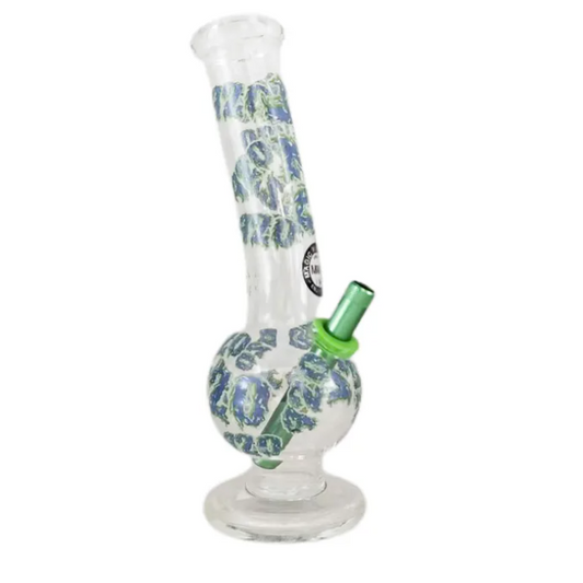 Medium Bubble Glass Bong - Blue Green Pattern 28cm