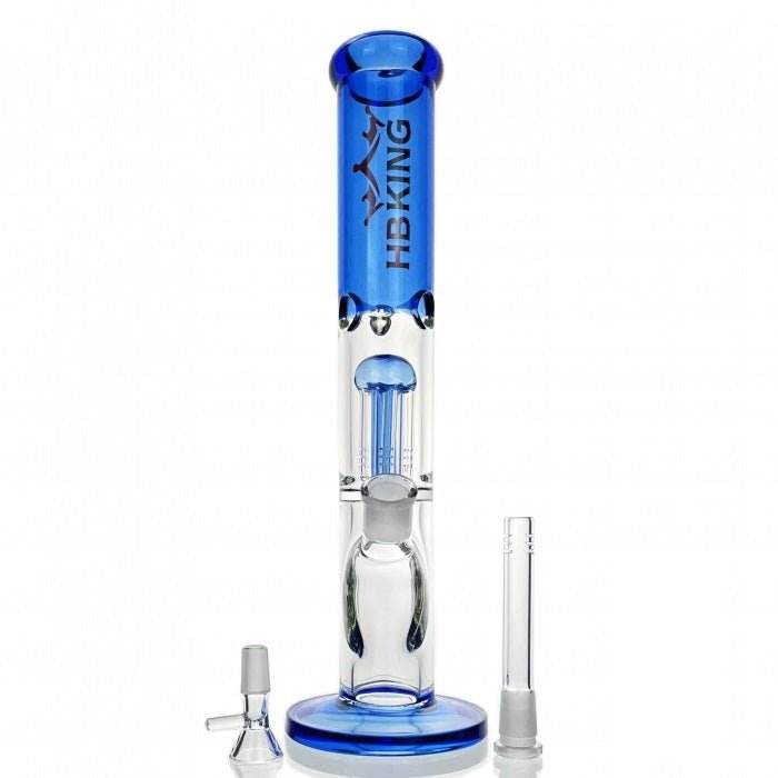 Six Arm Percolator Straight Tube Glass Bong 36cm - Bong Empire