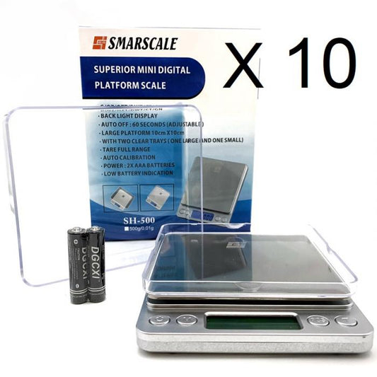 SMARSCALE Superior Platform Digital Scales 0.01g - 500g 10 Pack - Bong Empire