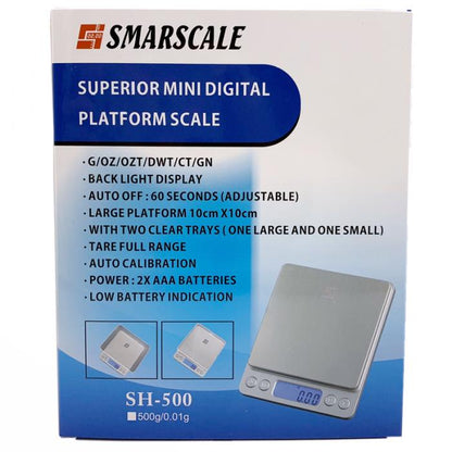 SMARSCALE Superior Platform Digital Scales 0.01g - 500g 10 Pack - Bong Empire