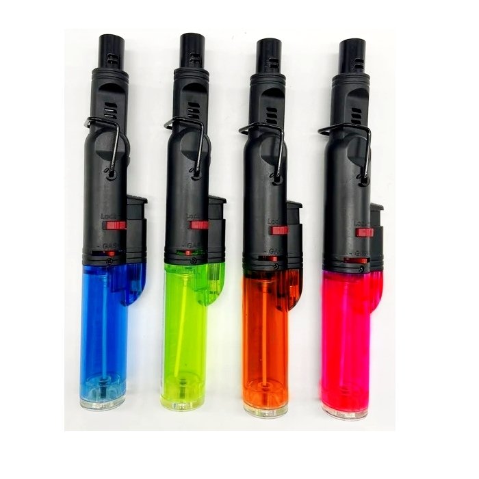 Stand Up Adjustable Head Jet Lighter Transparent Body - Bong Empire