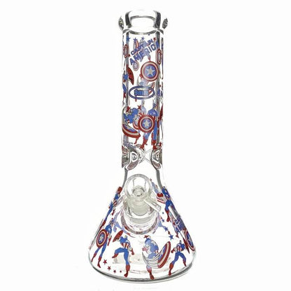 Stone Age 9mm Extra Thick Captain America Beaker Glass Bong 30cm - Bong Empire