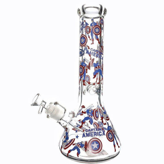 Stone Age 9mm Extra Thick Captain America Beaker Glass Bong 30cm - Bong Empire