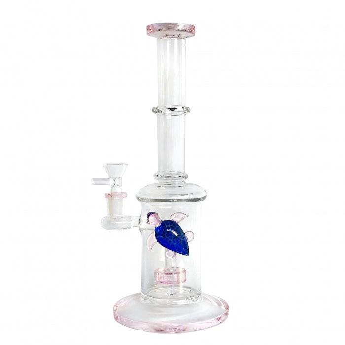 Stone Age Pink Percolator Glass Bong With Blue Turtle 33cm - Bong Empire
