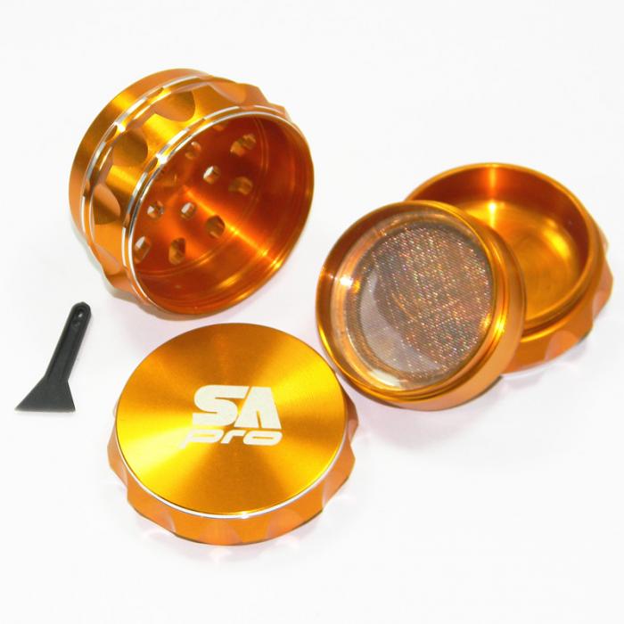 Stone Age Pro Gold 4 Piece Laser Cut Herb Grinder - Bong Empire