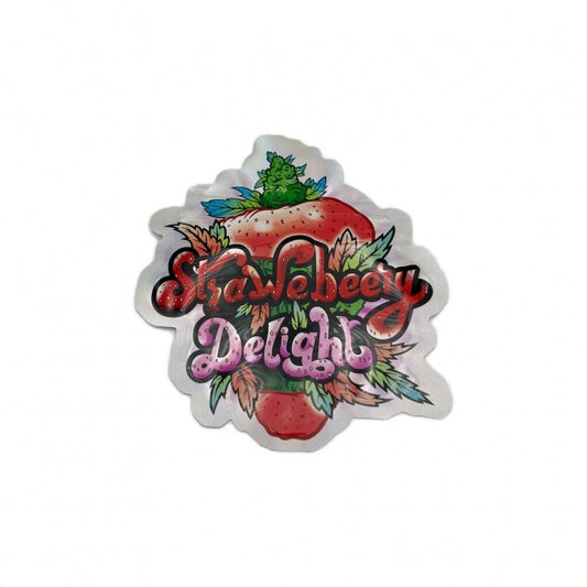 Strawberry Delight Die Cut Mylar Bag With Ziplock 10cm - Bong Empire