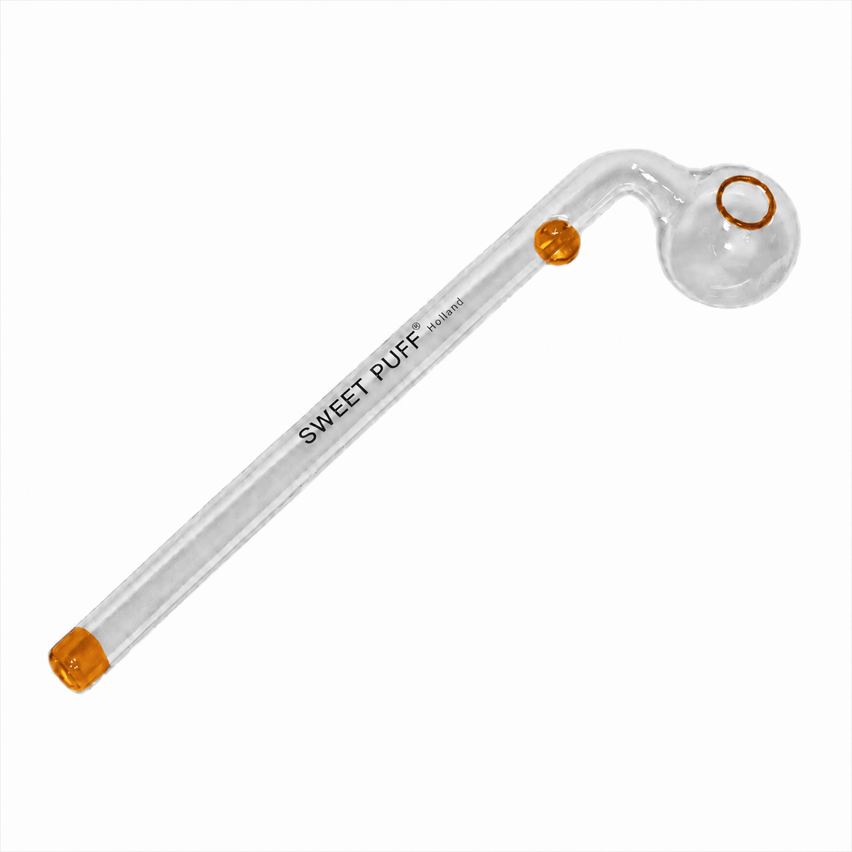 Sweet Puff Glass Pipe 16cm Amber