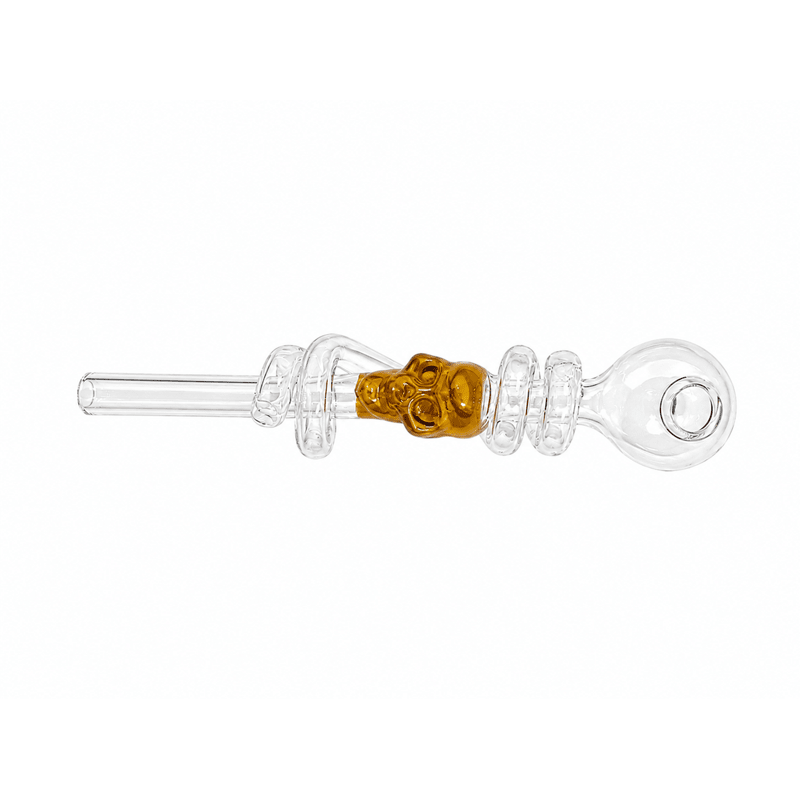 Swirl Skull Sweet Puff Glass Pipe 14cm Amber