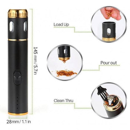 Electric USB Grinding Pen – Automatic Dispenser (Black) - Bong Empire