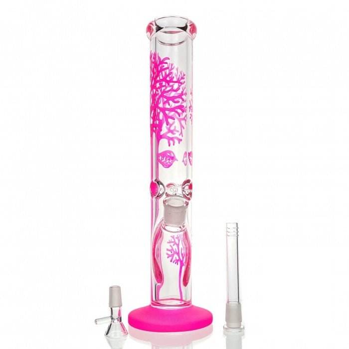 Tree Of Life Straight Tube Glass Bong 35cm - Bong Empire