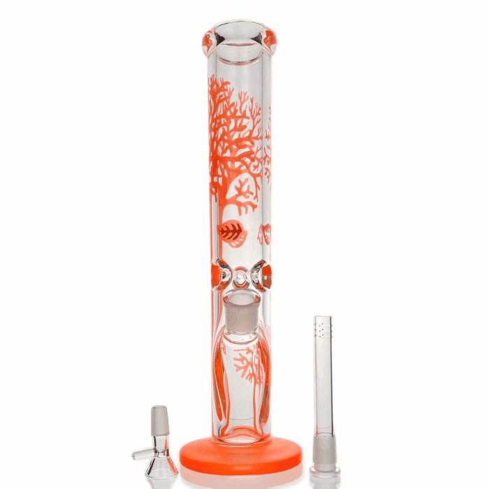Tree Of Life Straight Tube Glass Bong 35cm - Bong Empire