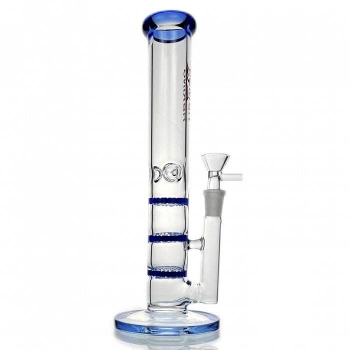 Triple Honeycomb Percolator Straight Tube Glass Bong 28cm - Bong Empire