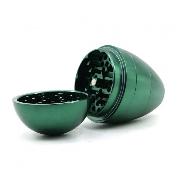 Tumbler Egg Style Green Aluminium 4 Piece Grinder - Bong Empire