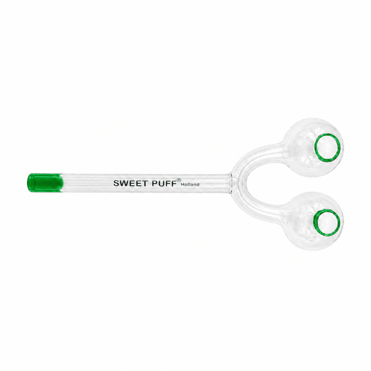 Twin Bowl Sweet Puff Glass Pipe 15cm Green