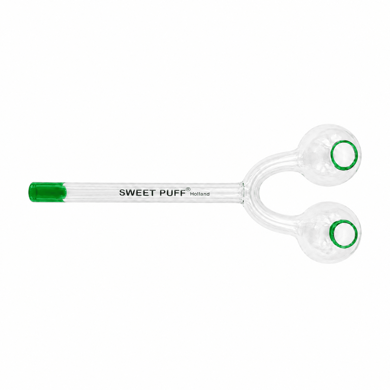 Twin Bowl Sweet Puff Glass Pipe 15cm Green