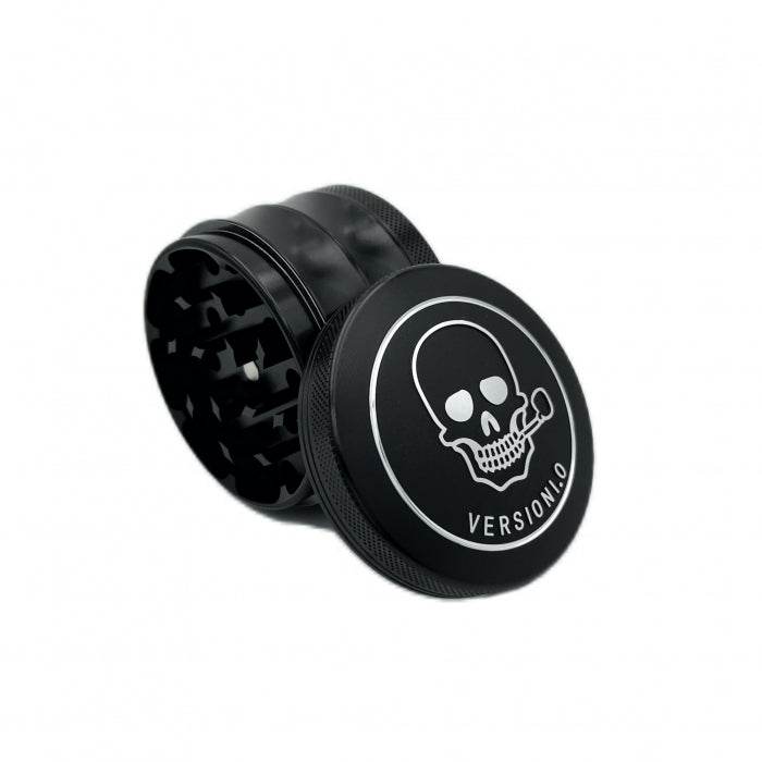VERSIONI.O Black Aluminium Alloy Skull 4 Piece Grinder 63mm - Bong Empire