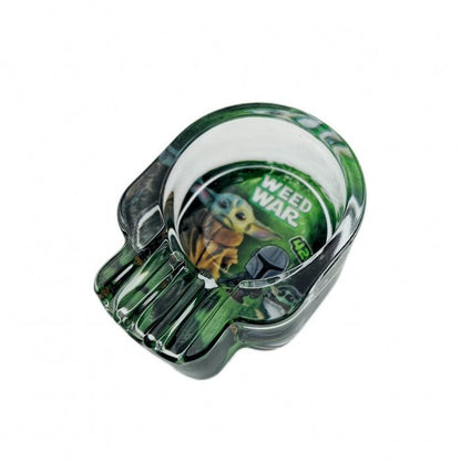 Weed War Thick Glass Skull Shaped Ashtray - Bong Empire