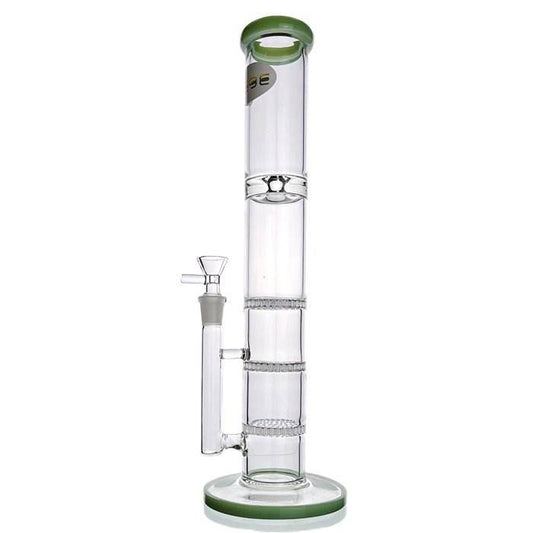 WEGE Triple Honeycomb Percolator Straight Tube Glass Bong 38cm - Bong Empire