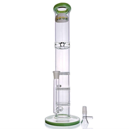 WEGE Triple Honeycomb Percolator Straight Tube Glass Bong 38cm - Bong Empire