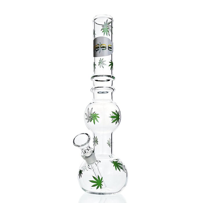 WEGE Weed Leaf Double Bubble Glass Bong 27cm - Bong Empire