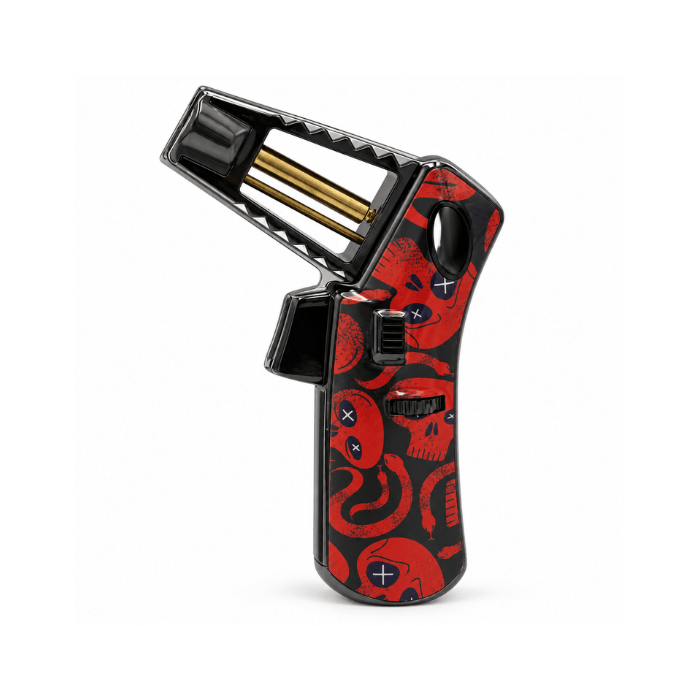 Zengaz Jet Torch Lighter 16.5cm Red Skulls